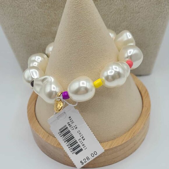 J Crew Set of Large Baroque Faux Pearl Double Strand Necklace Bracelet NWT@ - Picture 9 of 11